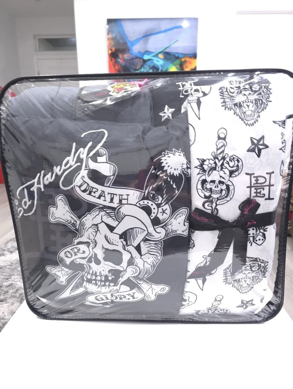 Ed Hardy KING 8-Piece Dice Gray Bedding Comforter Set